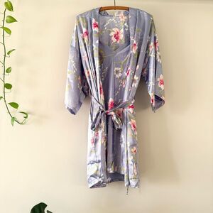 LA Intimates Lavender Floral Robe with Cami‎ in Size L